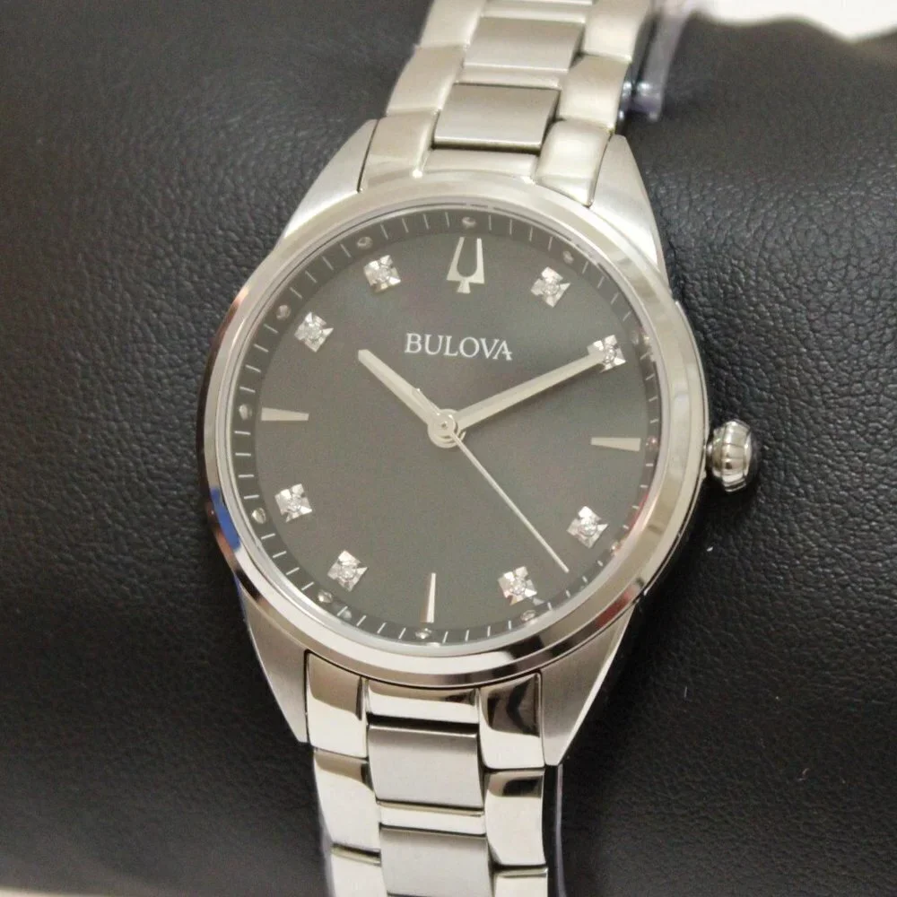 Bulova Sutton Ladies Watch Diamond Indices Black Mother Of Pearl Dial 33mm - Picture 7 of 13